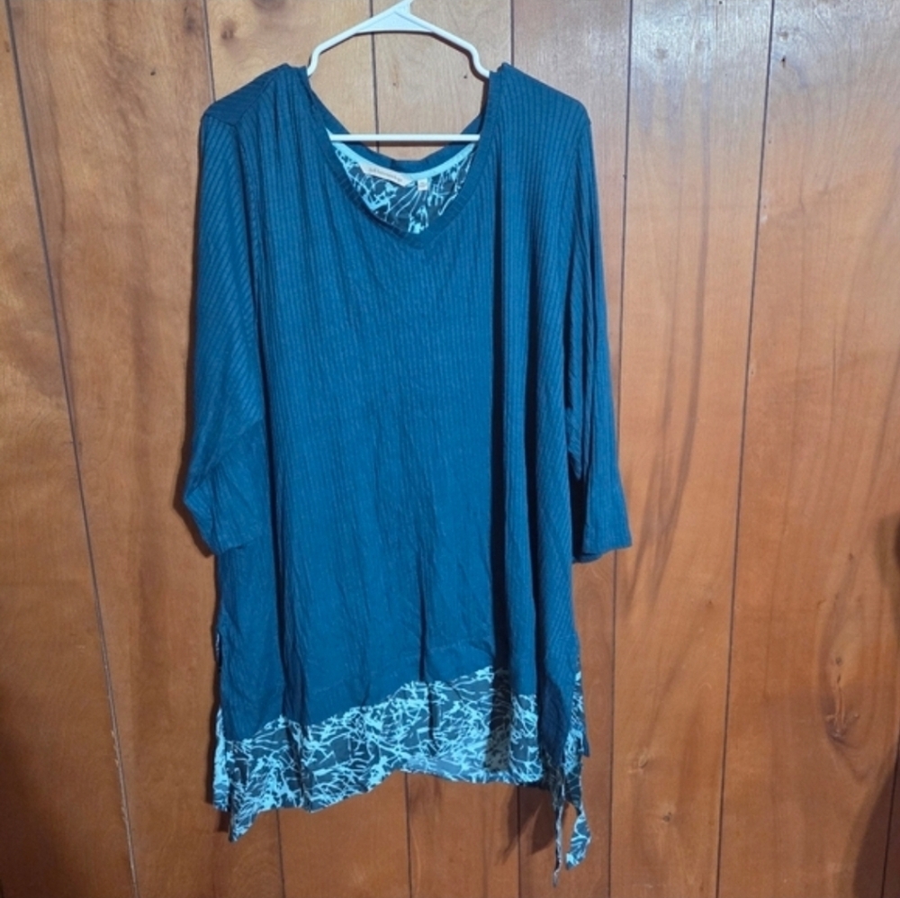 Soft Surroundings Size 2X Dark Teal Ribbed pullover top size 2X
